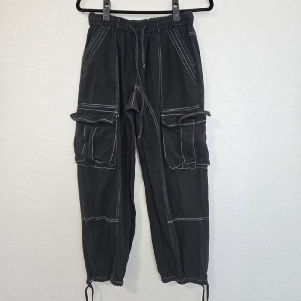 Charlotte Russe Black Cargo Pants‎ Contrast Y2K Cargo Pockets Size S